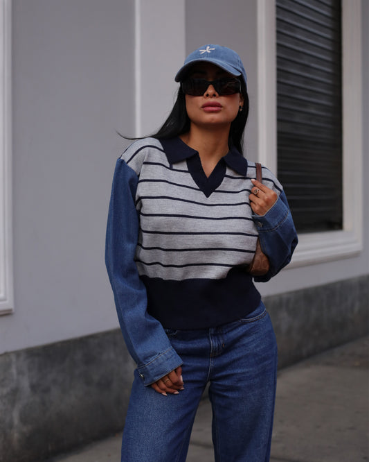 Sweater Manga Denim